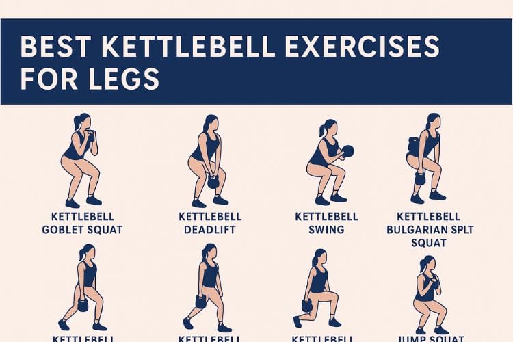 Woman performing kettlebell goblet squat exercises for stronger legs quads and glutes