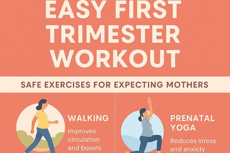 Pregnant woman walking outdoors for safe first trimester workout

