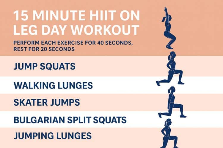 15 Minute infographic HIIT on Leg Day Workout for Women – quick fat-burning routine