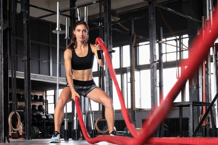 hiit workout with battle ropes