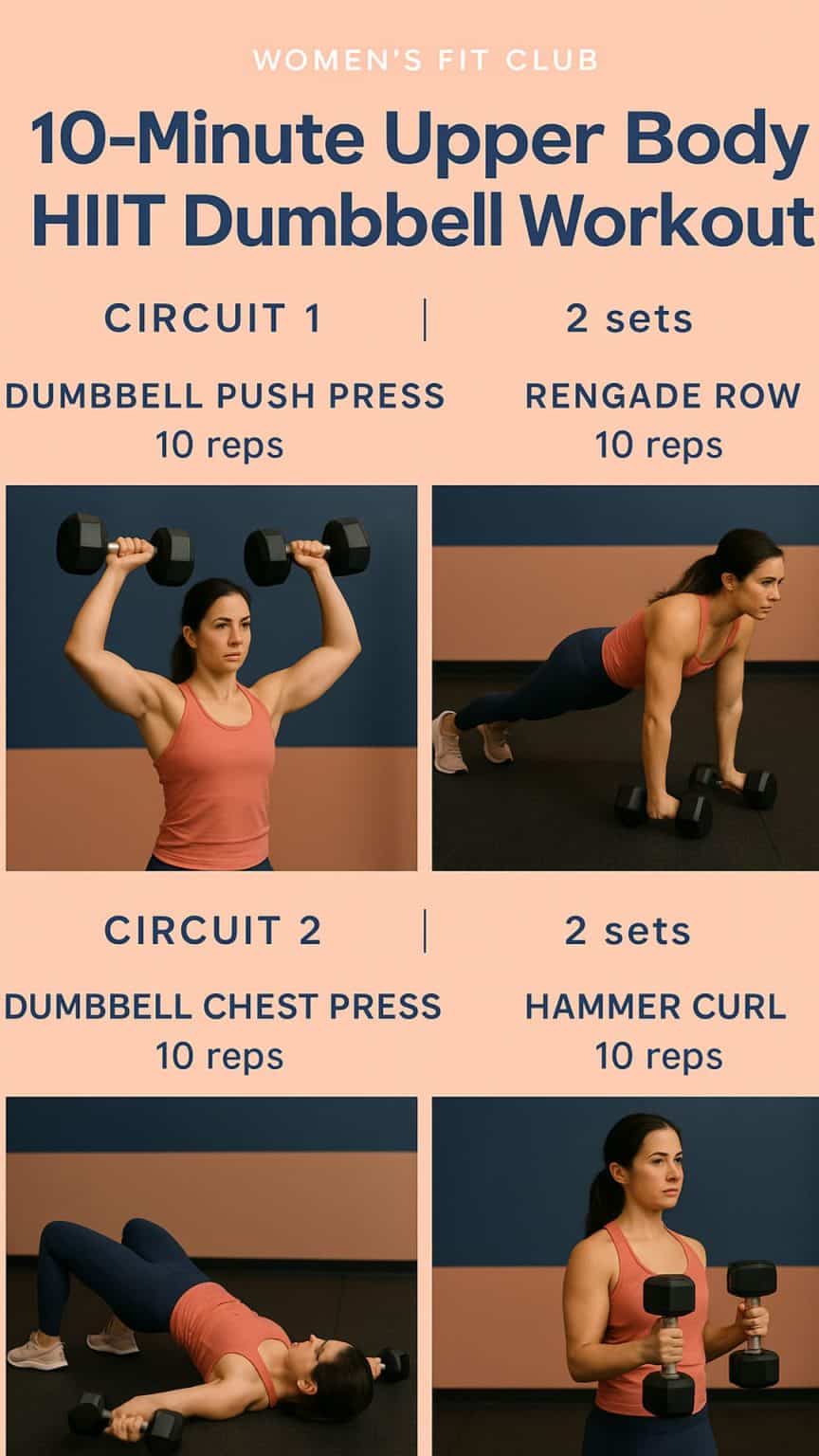 10-Minute Upper Body HIIT Dumbbell Workout for Women - Women's Fit Club